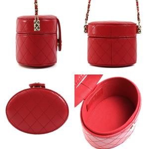 Chanel Red Matelasse Pouch Bag Chain Shoulder Mini